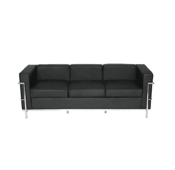 Studio Korby Sofa | New Korby Black Faux Leather Sofa | Chrome Frame Korby Sofa Studio