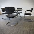 Verco Luna Meeting Table | Used White Meeting Table by Verco | Round Meeting Table White with Chrome Frame