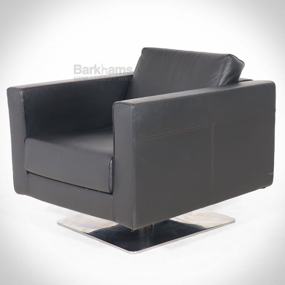 Vitra Park Swivel Armchair in Black Leather