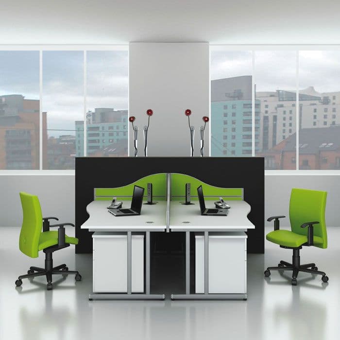 Wave Desk Tech Support Lab Wave Desk with Cantilever Frame | waved desk on silver frame | curved ...