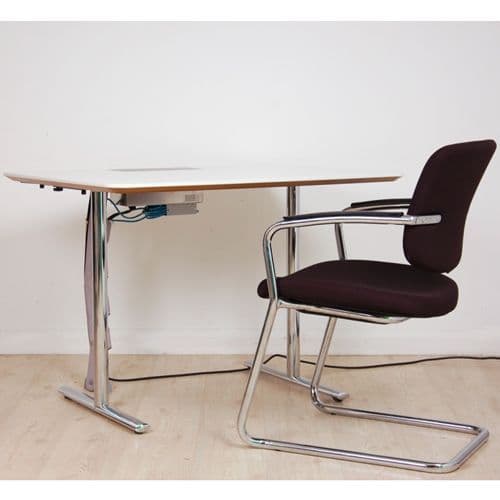 White HOWE table ( 1m wide) | personal table with plugs | small meeting ...