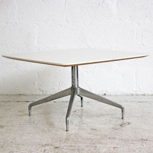 White Square Coffee Table with Chrome Base