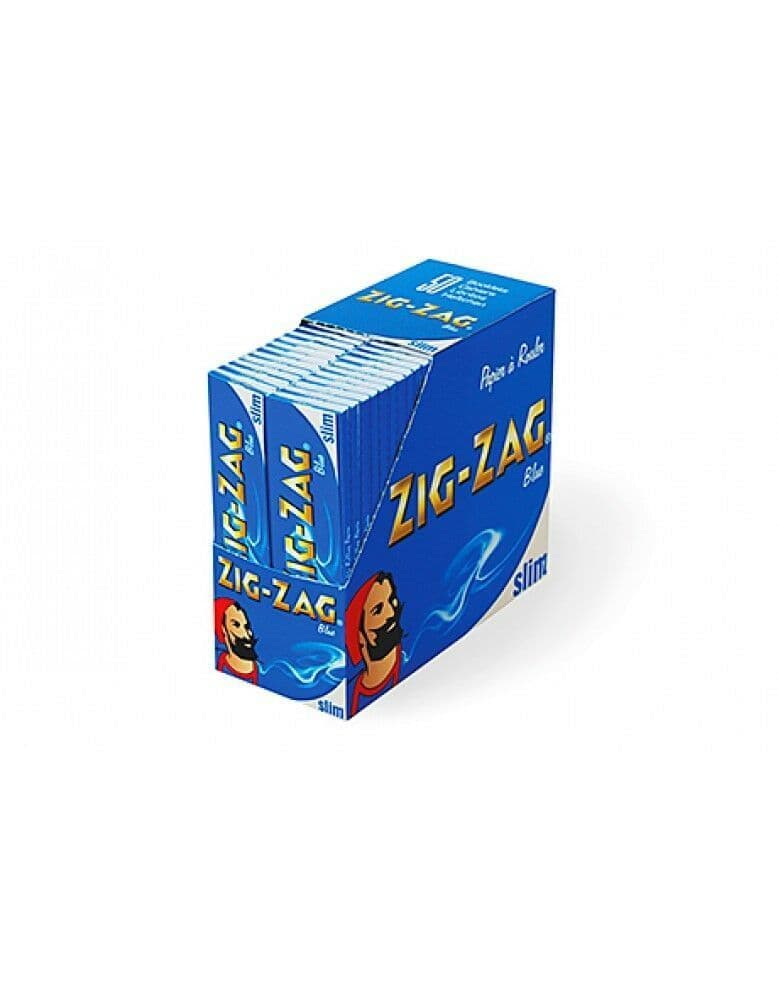 Full Box of 50 Booklets Zig Zag Blue Slim King Size Cigarette Rolling Paper