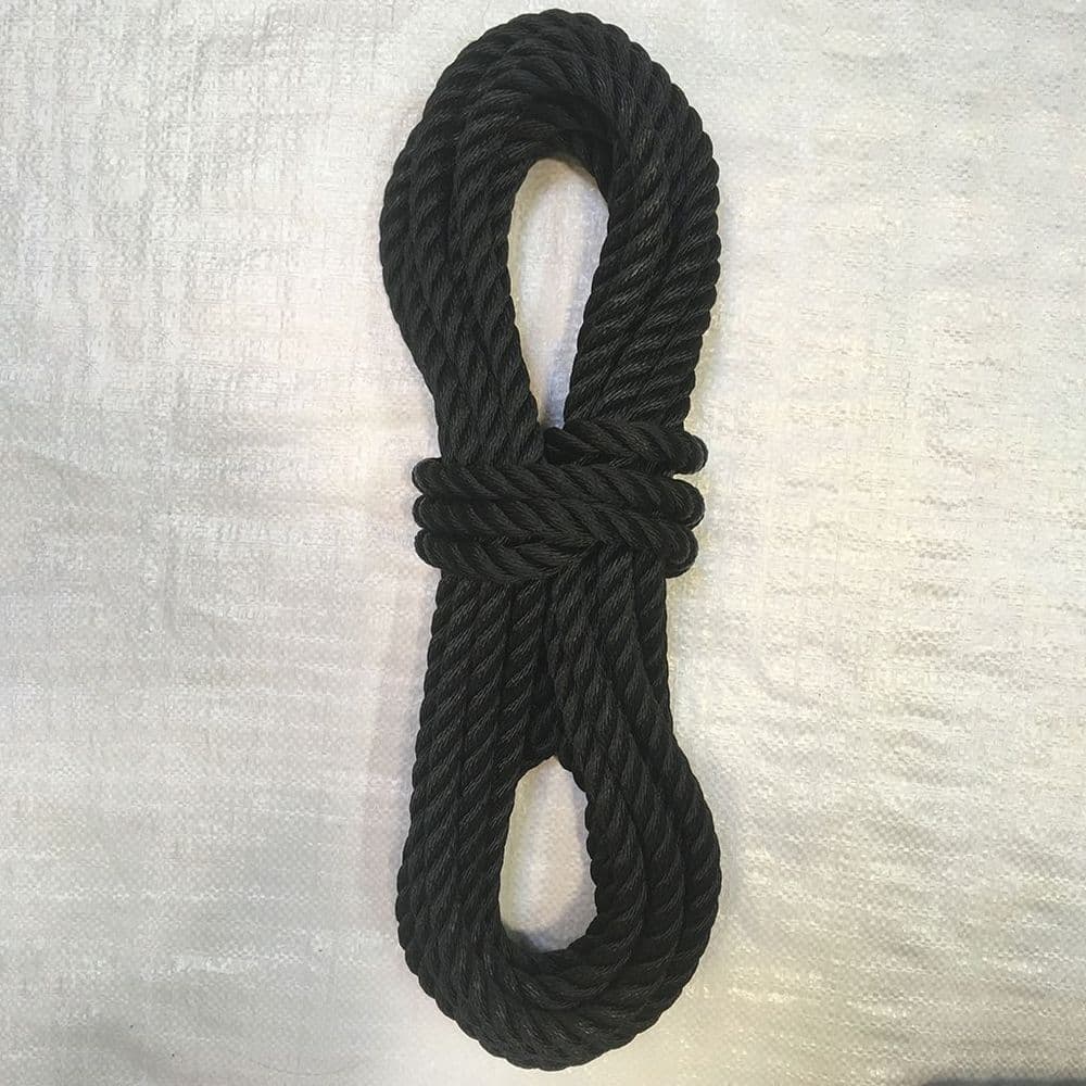 3 Strand Black Polyester Mooring Line