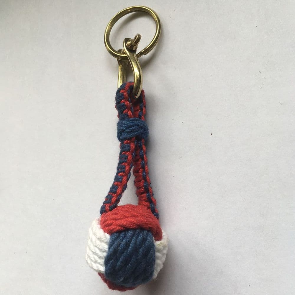 Monkeys Fist Key Ring Red White Blue