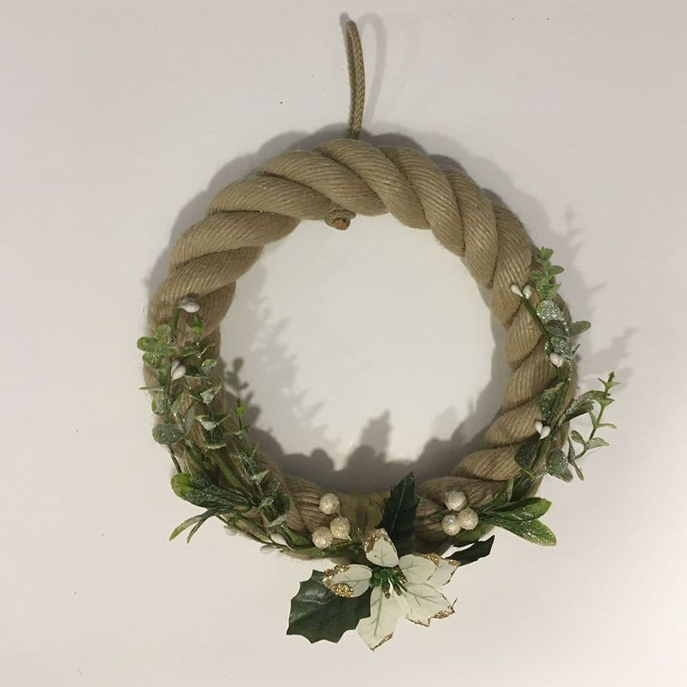 White Poinsettia and Mistletoe