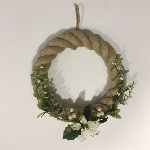 White Poinsettia and Mistletoe