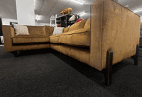 Mustard Designer Corner Sofa – Soft Fabric, Mid-Century Style, 270cm x 187cm
