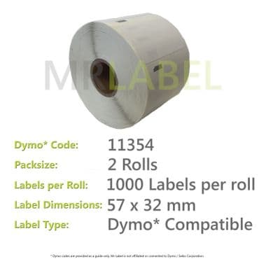 Dymo 11354 Compatible Roll of Labels (2 Rolls)
