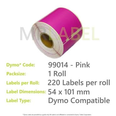 Dymo 99014 Compatible Roll Labels - Pink