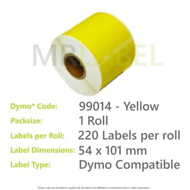 Dymo 99014 Compatible Roll Labels - Yellow