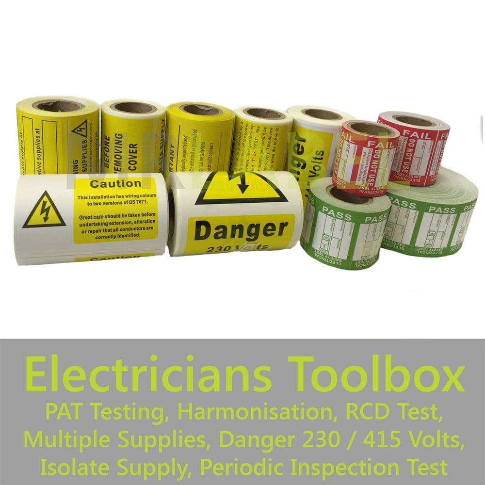 Electricians Labels PAT Testing Danger RCD Test Periodic Inspection