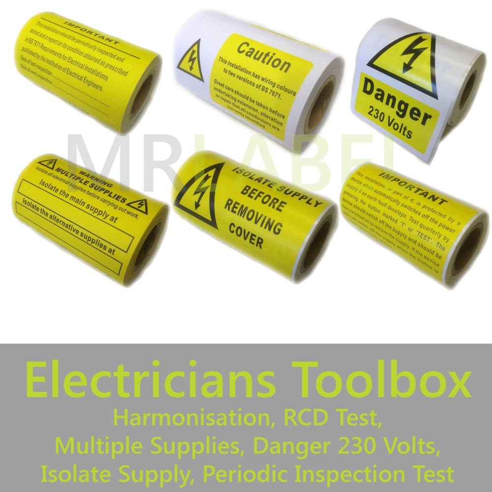 Electricians Toolbox Value Pack Labels - 1 Roll of each model
