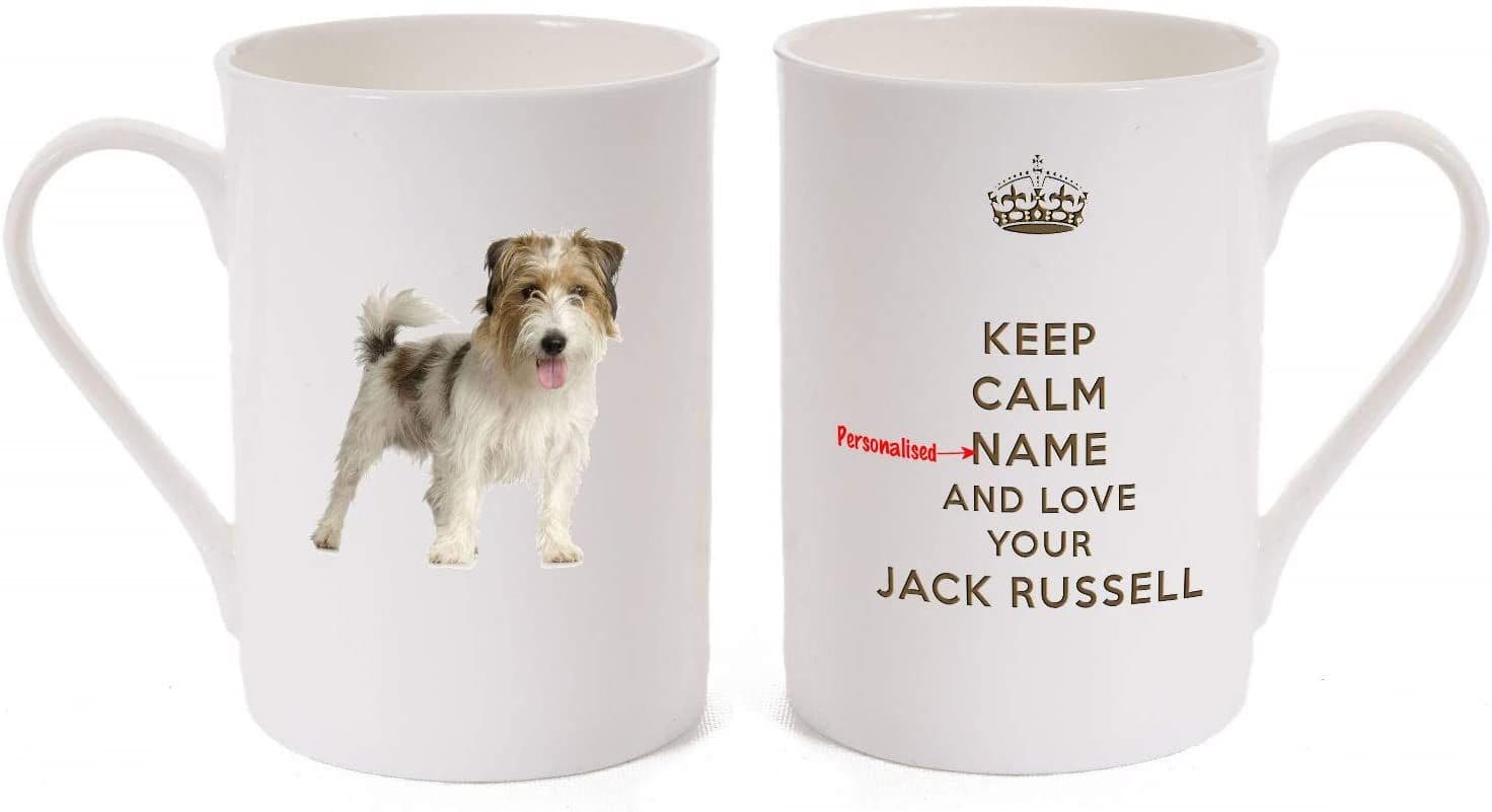 Sottobicchiere Quadrato In MDF Lucido 'Keep Calm And Hug A Jack Russell' - 9x9 Cm - Regalo Per Amanti Dei Cani
