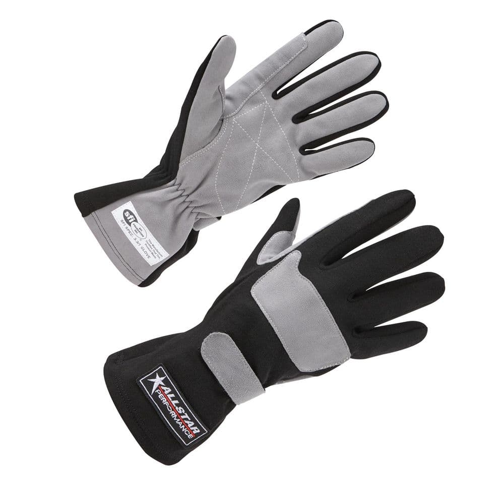 Allstar Performance ALL911011 Driving Gloves SFI 3.3/1 S/L Black/Gray Small main image 0