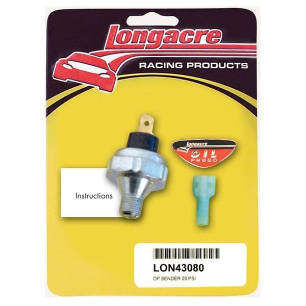 Longacre Pressure Sending Unit, Electric, 1/8 in NPT Male, 20 psi,