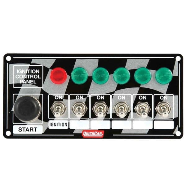QuickCar Switch Panel, Dash Mount, 6-7/8 x 3-1/4 in, 6 Toggles / 1 Momentary Button