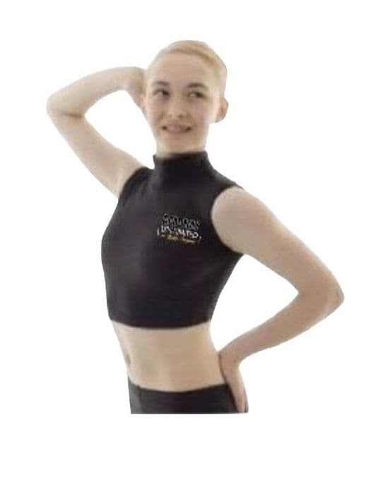 Academy Un-limited  High neck crop top black matt lycra