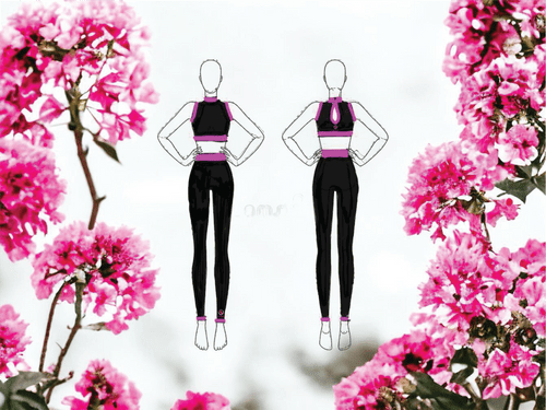 Anne Taylor's Academy of Dance 2 colour High neck crop top contrast trim