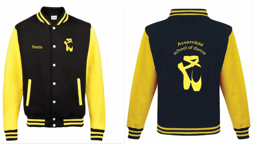 Assemble School of Dance  Black/Yellow Varsity jacket