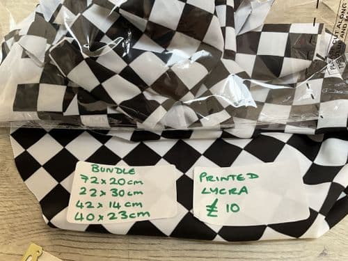 Black and white check printed lycra remnant bundle