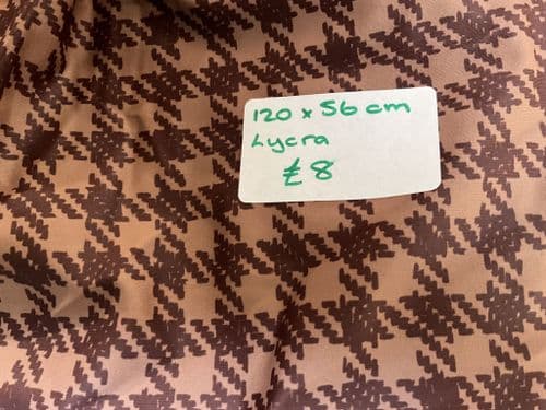 Brown dog tooth check lycra remnant 120 x 56 cm