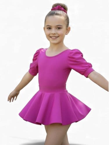 Dance By Design pouff sleeve skirted leotard. Matt lycra.