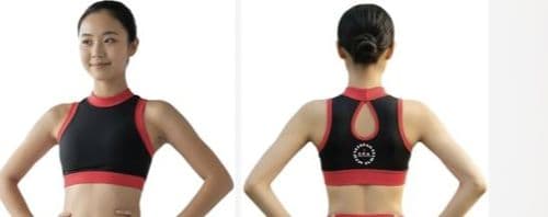 DBA  2 colour High neck crop top contrast trim