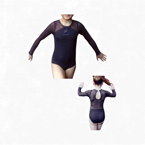 Full Circle Dance & Acro long sleeve leotard in black lycra & mesh