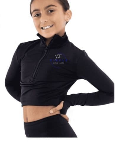 Full Circle Dance & Acro Silky Long Sleeve 1/2 Zip Crop Top