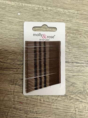 Hair grips.card of 36. 45mm. Brown. (Hd834)