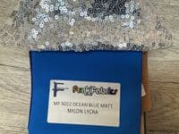 High front leotard with keyhole back and sequin skirt on silver waistband