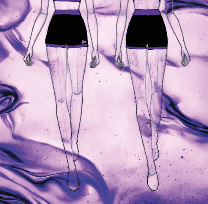 Purple Gecko  2 colour hot pants with contrast trim