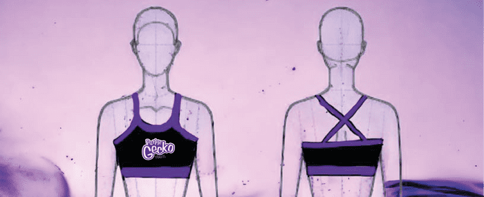 Purple Gecko  2 colour  strappy crop top