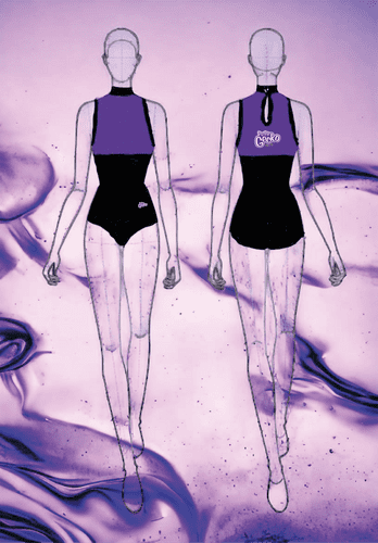 Purple Gecko 2 tone high neck leotard