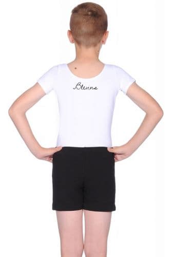 Roch Valley Adam. White leotard with Blevins Academy logo