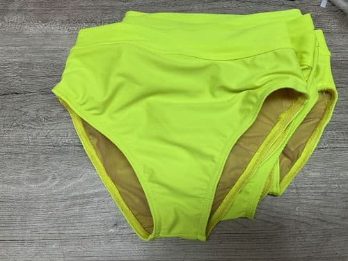 RTG  flo yellow Matt lycra Knicks. Fully lined. Multiple sizes