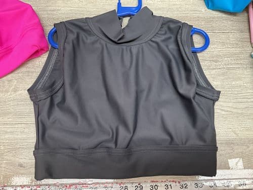 RTG High Neck Crop. Dark grey. Front lined. UK 8
