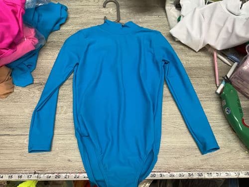 RTG high neck leotard, long sleeve. Dark turquoise. Age  12-13