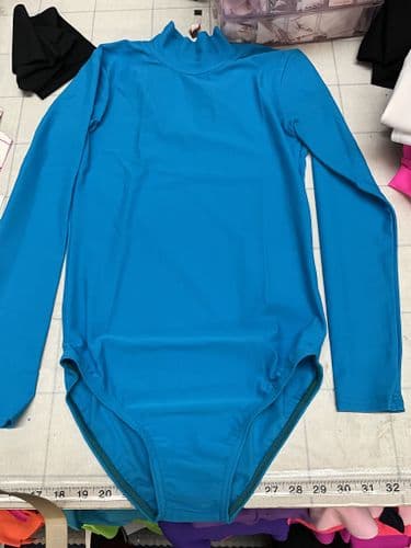 RTG high neck leotard long sleeve. Turquoise Adult uk 8.