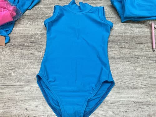 RTG high neck sleeveless leotard. Turquoise  age 3-4
