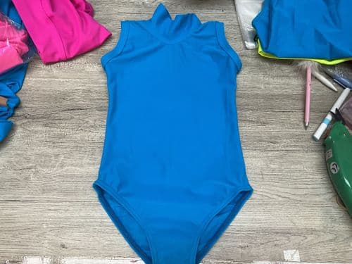 RTG high neck sleeveless leotard. Turquoise  Age 5-6