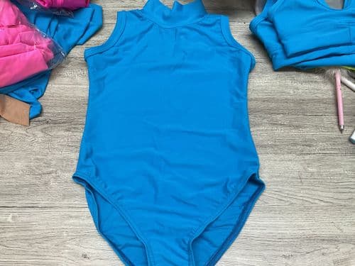 RTG high neck sleeveless leotard. Turquoise  Age 9-11