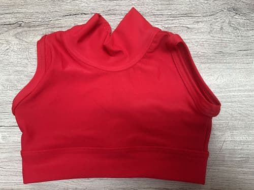 RTG red sleeveless high neck crop. Front lined. Age 5-6 (1) (2)