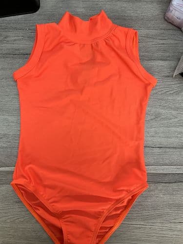 Sleeveless Leo. Uk 10. Fully lined. Funki fabrics Matt flo orange