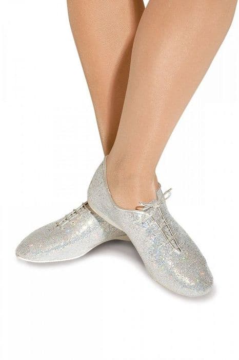 Starlite Lace up full sole jazz shoe silver holographic