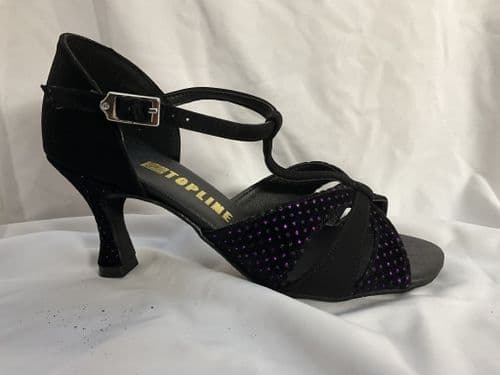 Topline Gina. UK4. black/purple hologram. 2 1/2” heel