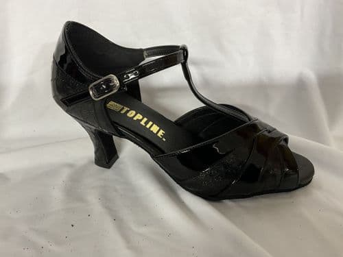 Topline Helen. UK 4 1/2. Black sparkle. 2 1/2” heel