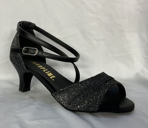 Topline Ophelia  UK 3 1/2 Black/silver lured  2” flare heel