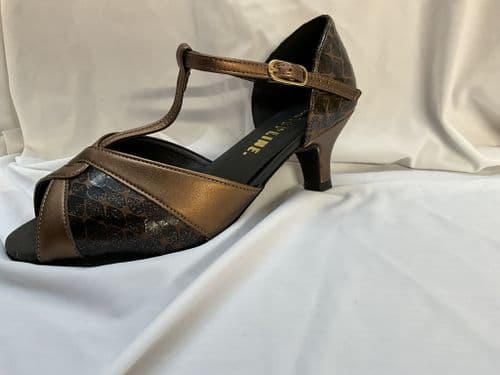 Topline. Jade. UK 5 1/2 bronze multi 2” heel